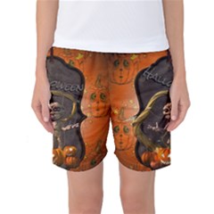 Halloween, Funny Mummy With Pumpkins Women s Basketball Shorts by FantasyWorld7