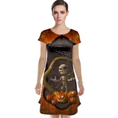 Halloween, Funny Mummy With Pumpkins Cap Sleeve Nightdress by FantasyWorld7