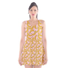 Pastel Pink And Yellow Banana Pattern Scoop Neck Skater Dress by NorthernWhimsy