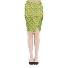 Green And Yellow Banana Bunch Pattern Midi Wrap Pencil Skirt by NorthernWhimsy