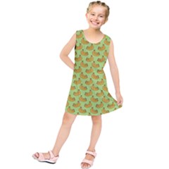 Green And Yellow Banana Bunch Pattern Kids  Tunic Dress by NorthernWhimsy