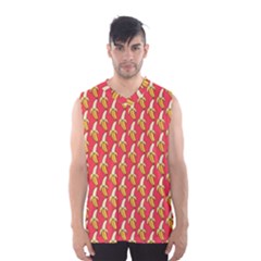 Bright Pink And Yellow Peeled Banana Patterns Men s Basketball Tank Top by NorthernWhimsy