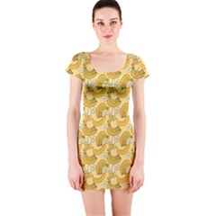 Yellow Banana Pattern Short Sleeve Bodycon Dress by NorthernWhimsy
