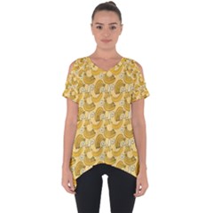 Yellow Banana Pattern Cut Out Side Drop Tee by NorthernWhimsy