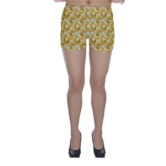 Yellow Banana Pattern Skinny Shorts