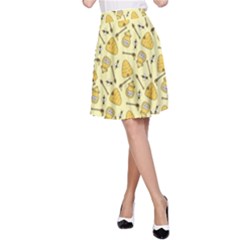 Yellow Beehives And Honey Pattern A-line Skirt by NorthernWhimsy