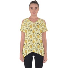 Yellow Beehives And Honey Pattern Cut Out Side Drop Tee by NorthernWhimsy