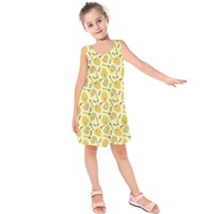 Yellow Beehives And Honey Pattern Kids  Sleeveless Dress by NorthernWhimsy