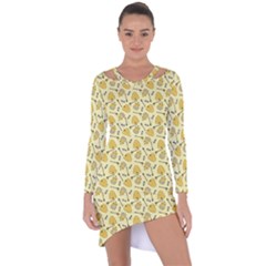 Yellow Beehives And Honey Pattern Asymmetric Cut-out Shift Dress by NorthernWhimsy