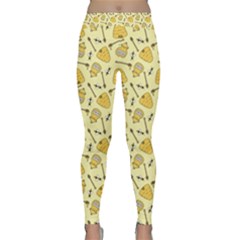 Yellow Beehives And Honey Pattern Classic Yoga Leggings by NorthernWhimsy