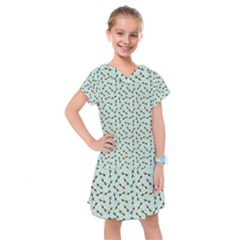 Blue Honeybee Pattern Kids  Drop Waist Dress by NorthernWhimsy