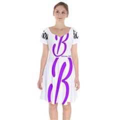 Belicious World  b  Purple Short Sleeve Bardot Dress by beliciousworld