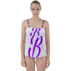 Belicious World  b  Blue Twist Front Tankini Set by beliciousworld