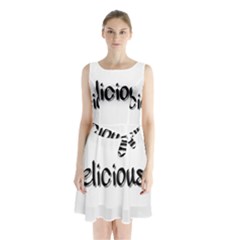 Belicious World Logo Sleeveless Waist Tie Chiffon Dress