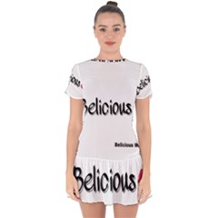 Belicious World Logo Drop Hem Mini Chiffon Dress by beliciousworld