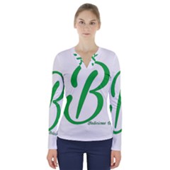 Belicious World  b  In Green V-neck Long Sleeve Top by beliciousworld