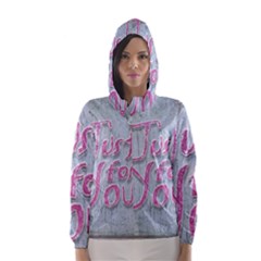 Letters Quotes Grunge Style Design Hooded Wind Breaker (women) by dflcprints