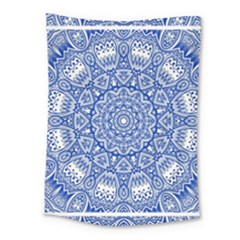 Blue Mandala Art Pattern Medium Tapestry