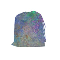 Colorful Pattern Blue And Purple Colormix Drawstring Pouches (large)  by paulaoliveiradesign