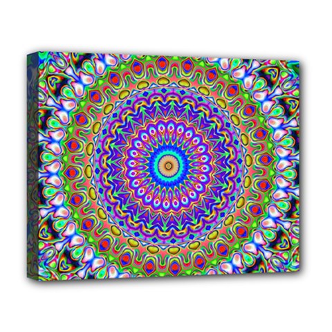 Colorful Purple Green Mandala Pattern Deluxe Canvas 20  X 16   by paulaoliveiradesign