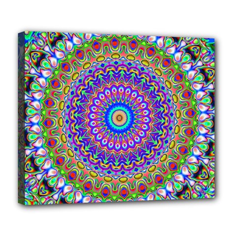 Colorful Purple Green Mandala Pattern Deluxe Canvas 24  X 20  