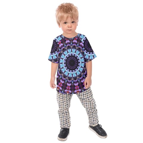 Kaleidoscope Mandala Purple Pattern Art Kids Raglan Tee by paulaoliveiradesign