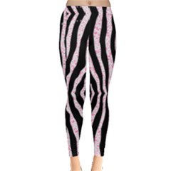 Light Pink & Black Zebra Pattern Leggings  by PattyVilleDesigns