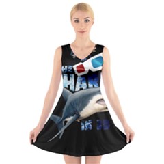 The Shark Movie V-neck Sleeveless Skater Dress by Valentinaart