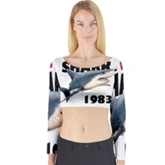 The Shark Movie Long Sleeve Crop Top by Valentinaart