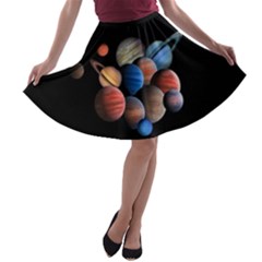 Planets  A-line Skater Skirt by Valentinaart