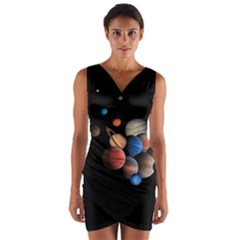 Planets  Wrap Front Bodycon Dress