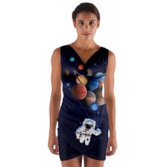 Planets  Wrap Front Bodycon Dress