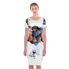 Planets  Classic Short Sleeve Midi Dress