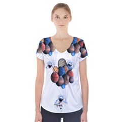 Planets  Short Sleeve Front Detail Top