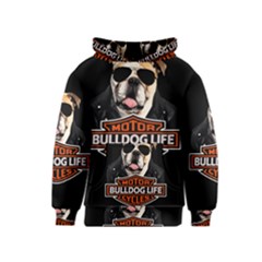 Bulldog Biker Kids  Pullover Hoodie by Valentinaart