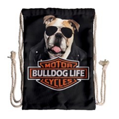 Bulldog Biker Drawstring Bag (large) by Valentinaart