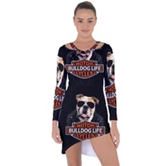 Bulldog Biker Asymmetric Cut-out Shift Dress by Valentinaart