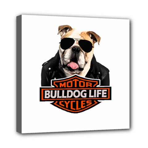 Bulldog Biker Mini Canvas 8  X 8  by Valentinaart