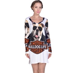 Bulldog Biker Long Sleeve Nightdress by Valentinaart