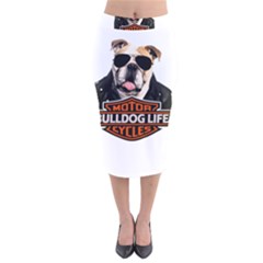 Bulldog Biker Velvet Midi Pencil Skirt by Valentinaart