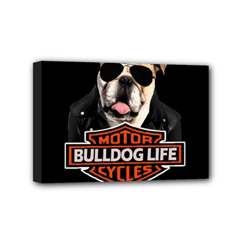 Bulldog Biker Mini Canvas 6  X 4  by Valentinaart