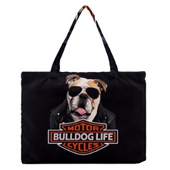 Bulldog Biker Zipper Medium Tote Bag by Valentinaart