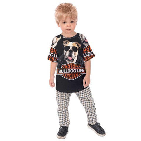 Bulldog Biker Kids Raglan Tee by Valentinaart