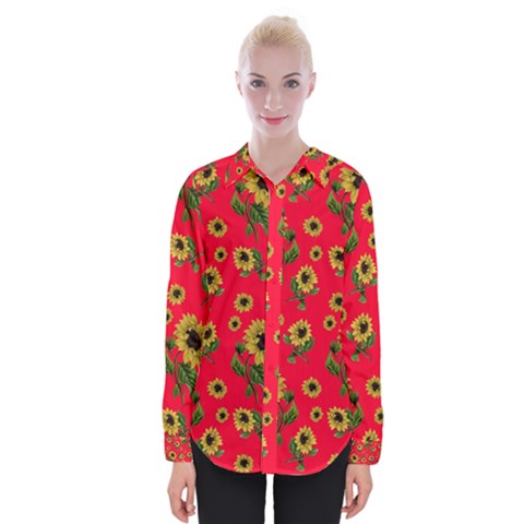 Sunflowers Pattern Womens Long Sleeve Shirt by Valentinaart