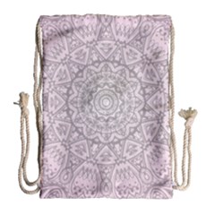Pink Mandala Art  Drawstring Bag (large) by paulaoliveiradesign