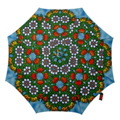 Cute Floral Mandala  Hook Handle Umbrellas (medium) by paulaoliveiradesign