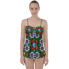 Cute Floral Mandala  Babydoll Tankini Set by paulaoliveiradesign