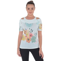 Watercolor Floral Blue Cute Butterfly Illustration Short Sleeve Top by paulaoliveiradesign