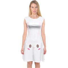 Rabbit Cute Animal White Capsleeve Midi Dress by Nexatart