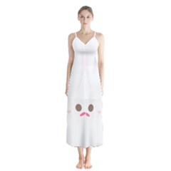 Rabbit Cute Animal White Button Up Chiffon Maxi Dress by Nexatart